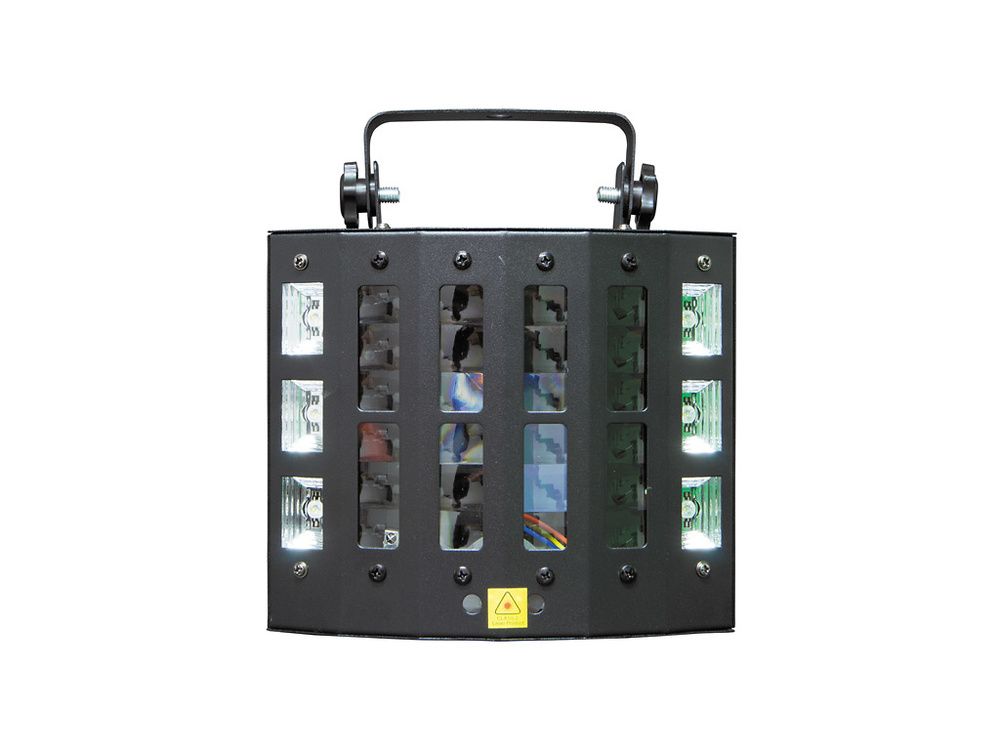 Efecto de Iluminación. 9x3W LED RGBW + 6x3W UV/LASER LED. 9 canales. 